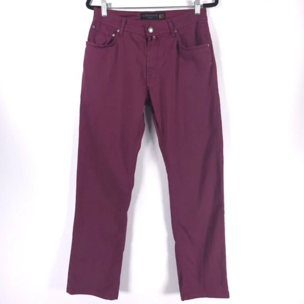 CORNELIANI ID LUXURY DENIM ITALY🇮🇹MADE y5p 7214JT4 00 Pants Burgundy‎ Size 34